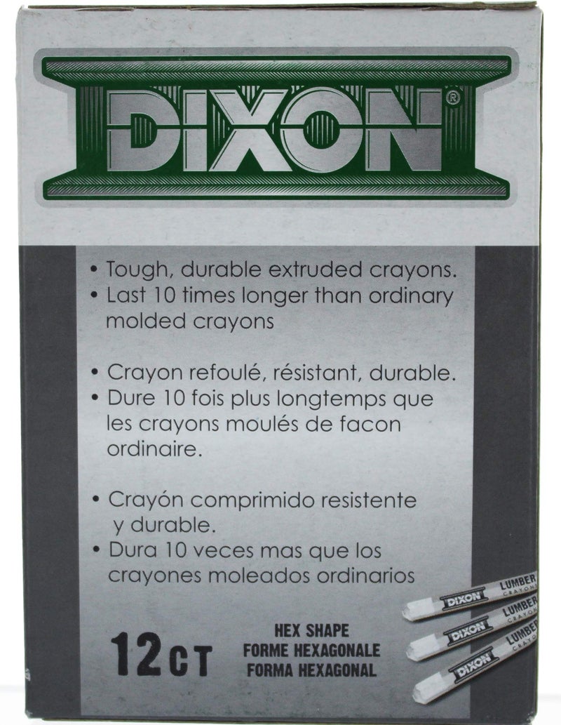 Dixon 52300 Lumber Crayons, 4 1/2 x 1/2, White, Dozen - Image 2